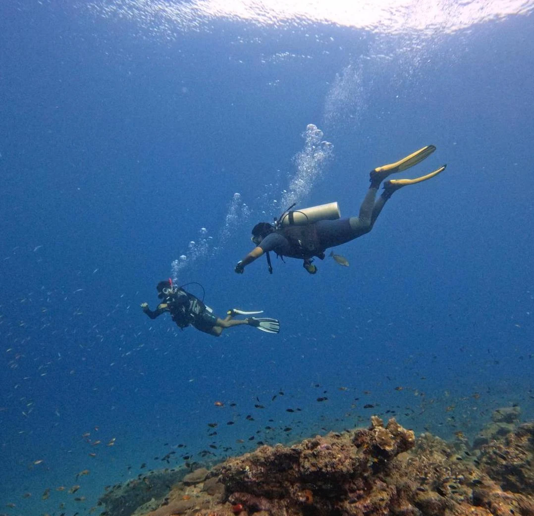 Divers descending together, Seahawks SCUBA