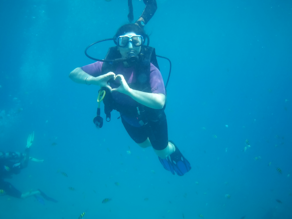 Diver giving a thumbs up during a Try Scuba dive, Havelock Island
