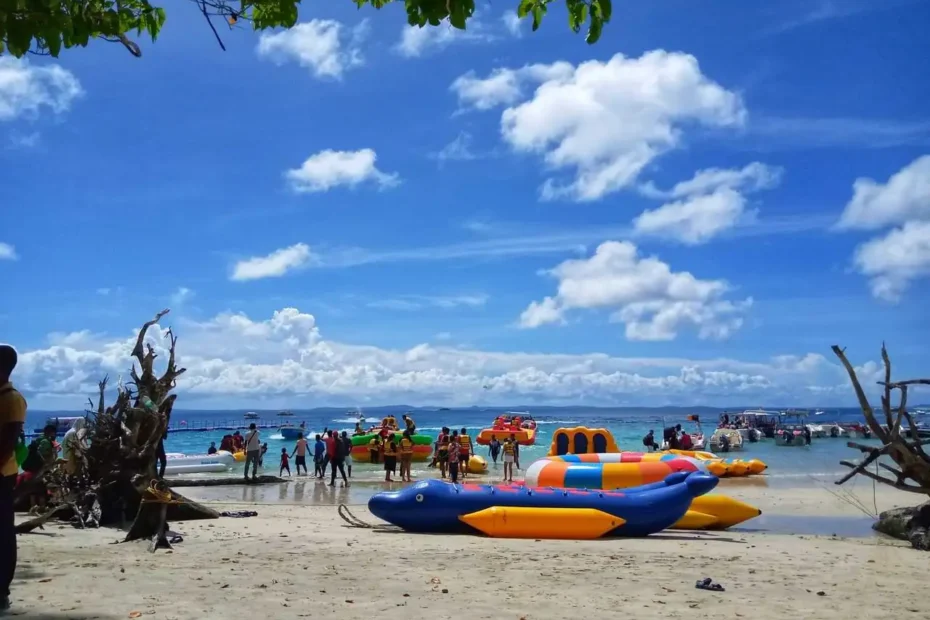 Watersports and inflatable rides at Elephant Beach, Havelock Island