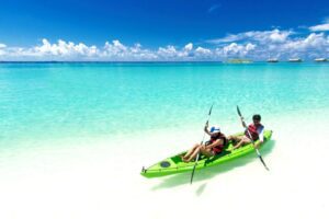 A couple is Kayaking in Havelock