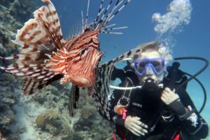 Lionfish with Diver