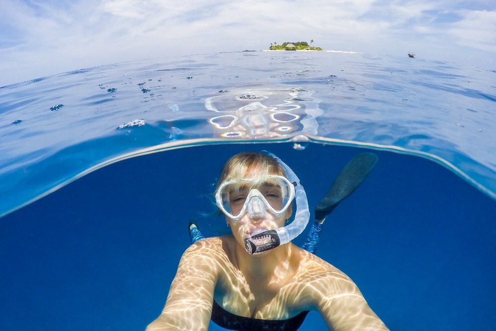 A girl snorkeling in Havelock Island