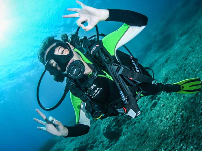 She is scuba diving in Havelock