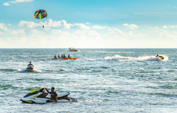 watersports on beach Jet skiing, parasailing, banana boat ride on Elephanta beach, havelock Island.